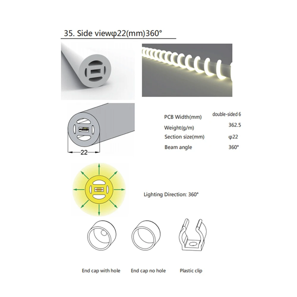 Tube de ULau néon LED, tube de lampe souple, étanche IP67, gel de pton, bande lumineuse flexible, 3mm, 5mm, 6mm, WS2811, WS2812B, SK6812