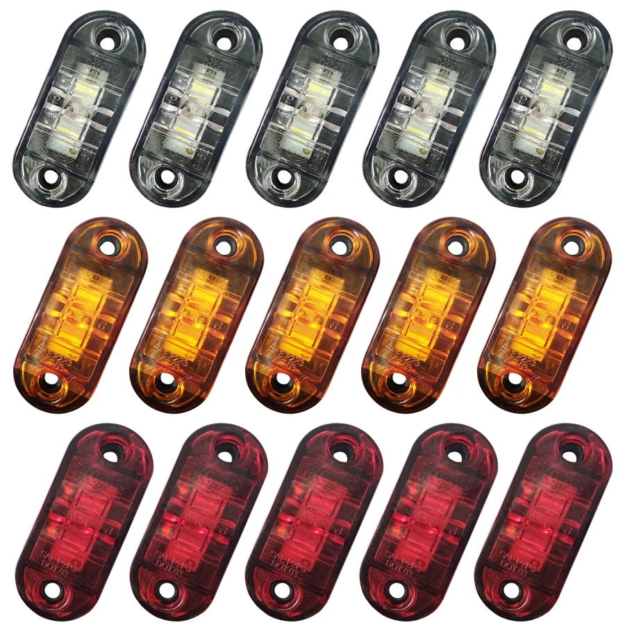 10PCS Warning Lights LEDs Diode Light Trailer Truck Yellow Orange White Red LED Side Marker Lamp 12V 24V