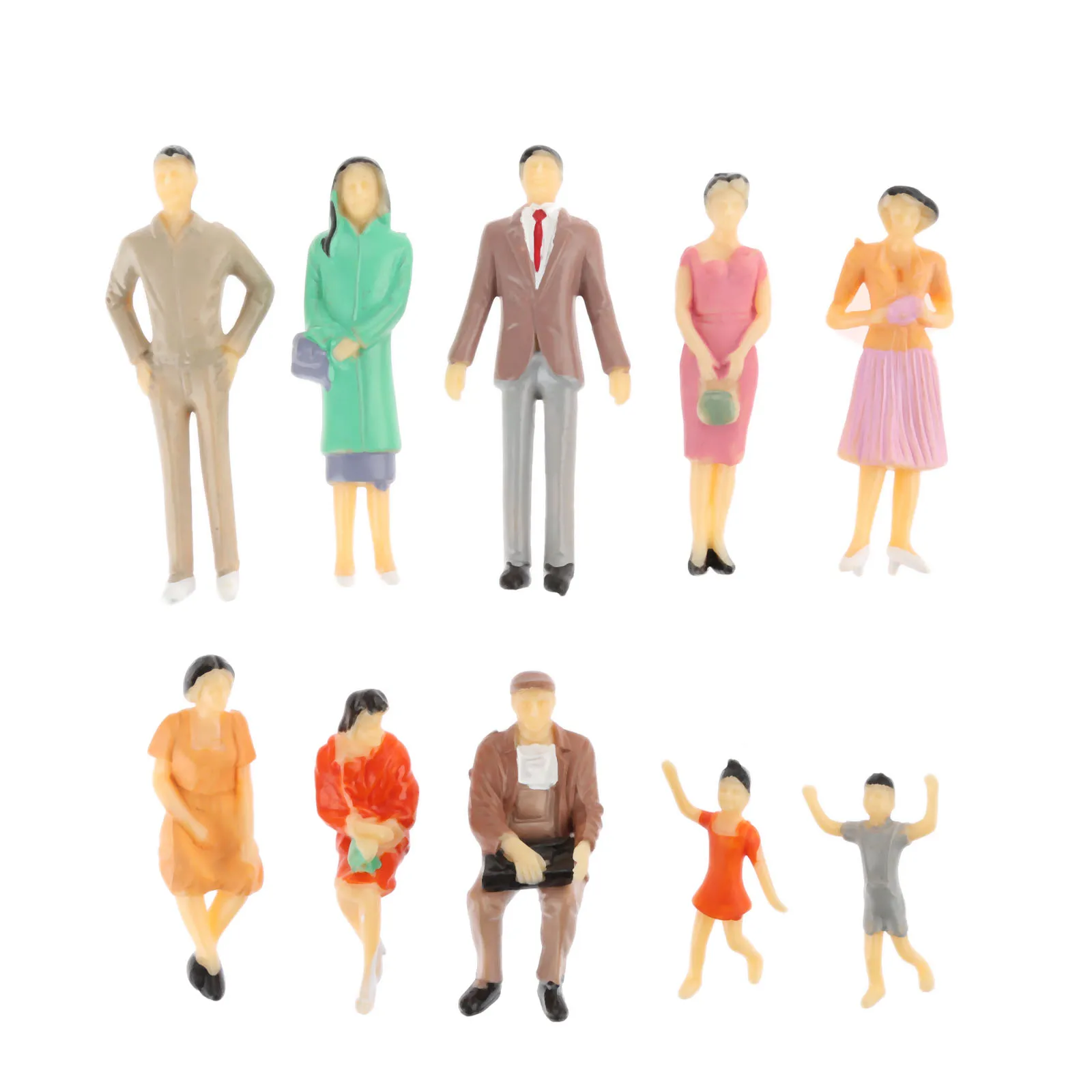 10 pçs/lote 1:30 Escala Modelo Multicolor Figuras Em Miniatura Modelos Arquitetônicos Modelo Escala Humana ABS Plástico Pótamos 65MM