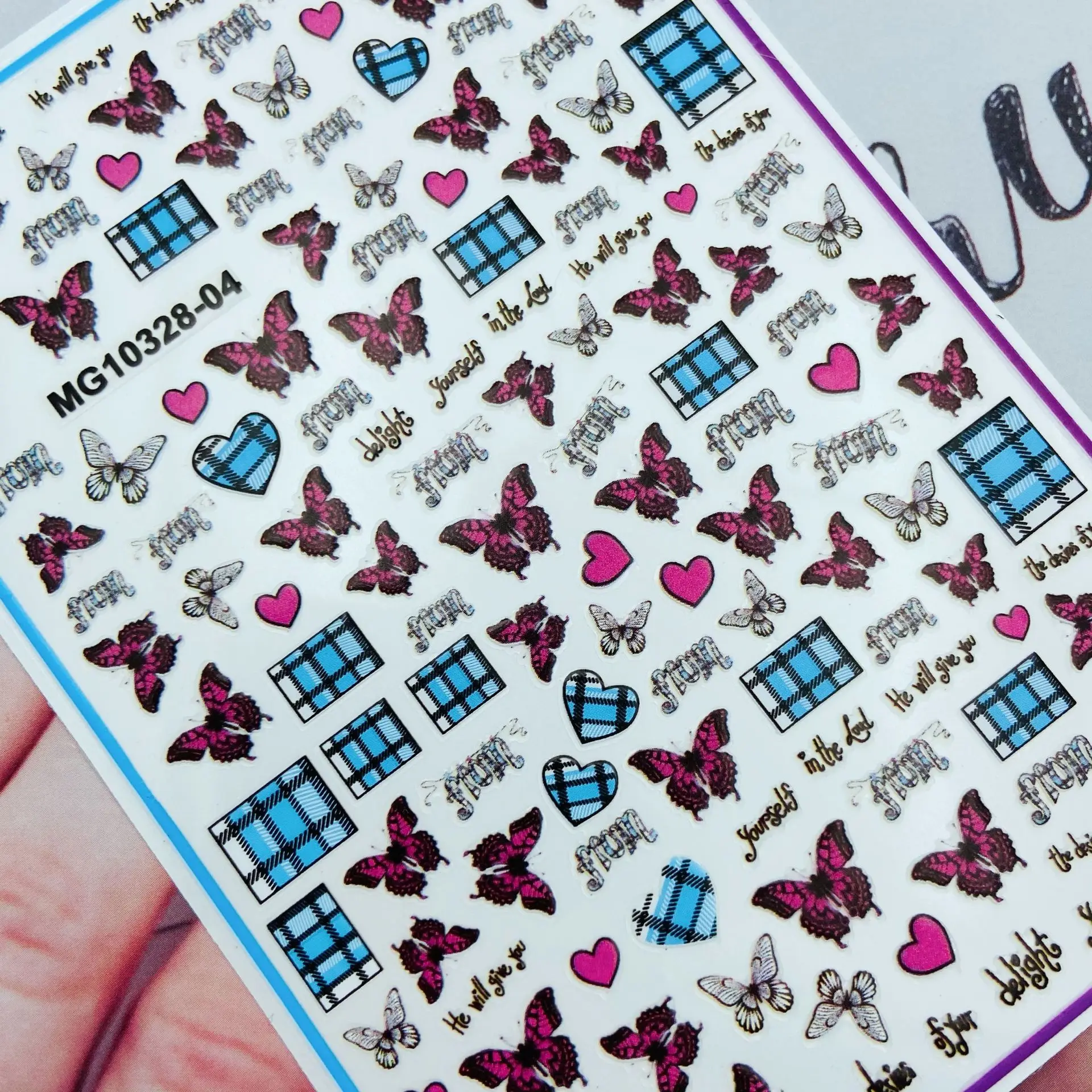 Fashion New Arrival Nail Decals for Women Girls 9*12cm Japanese Style 3d DIY Glue Nail Stickers Goldfish Butterfly Gifts