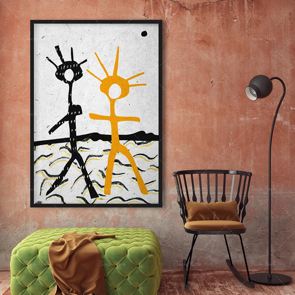 مجموعة ملصقات أفريقية معاصرة مع صورتين، وشخصيات الدافع العرقي، والرسوم التوضيحية القبلية العرقية الأفريقية