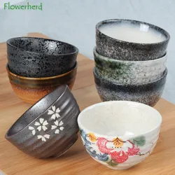 4.5 Inch Japanese and Korean Style Ceramic Bowl Ring Pattern Rice Bowl Japanese Matcha Bowl Dessert Bowl Soup Bowl Ramen Bowl