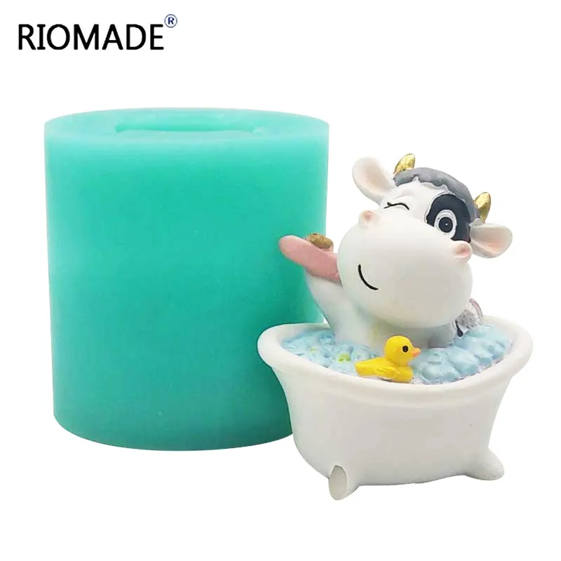 Cute New Year Cows Silicone Mold DIY Chocolate Dessert Cake Fondant Baking Tools Handmade Candle Plaster Clay Decoration Mould