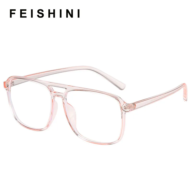 Feishini Computer occhiali grandi raggi quadrati radiazioni Gamin occhiali plastica titanio Unisex Anti luce blu occhiali da vista donna