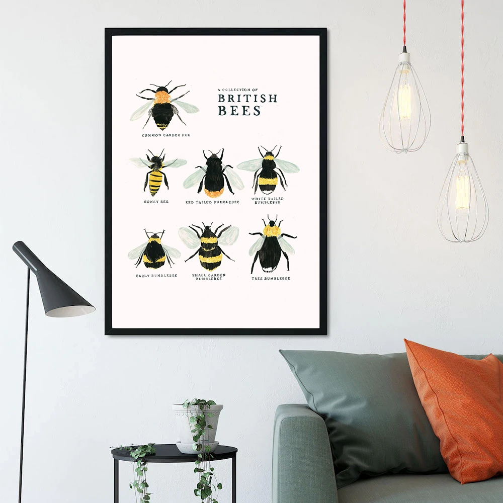 Funny Animal British Different Bee Wall Art Canvas Painting Nordic Posters and Prints Wall Pictures for Living Home Decoration