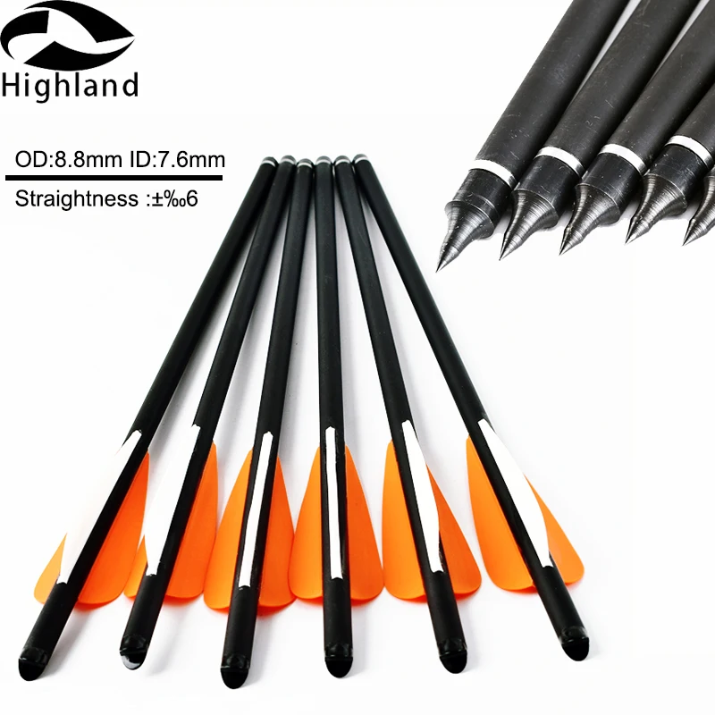 

12 PCS 16"17"18"20" shooting Arrows Spine 400 Hunting Highly Resilient feathers od8.8mm ID7.6mm Replaceable Arrows