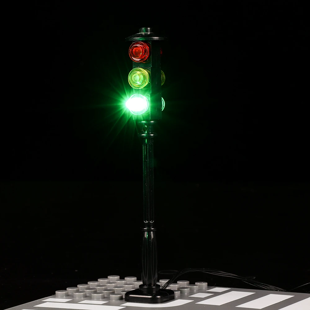 EASYLITE LED Street Traffic Signal Light For City Series Bricks Block Set Model