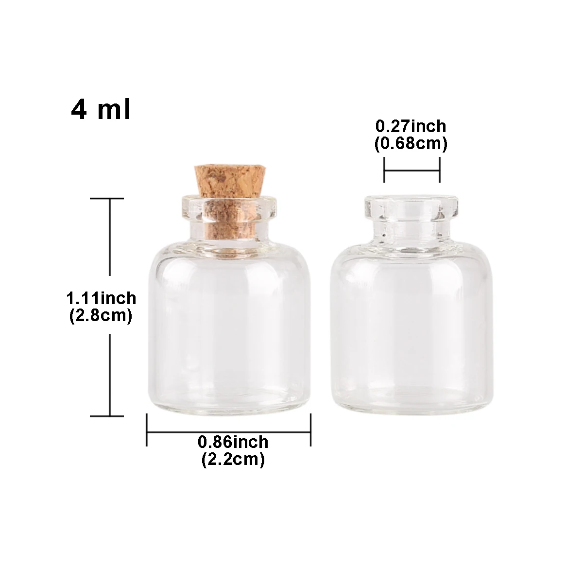 10pcs 4ml 22*28*7mm Mini Clear Glass Empty Jars Glass Bottles with Cork Stopper Glass Vials glass vessels for Wedding Favors