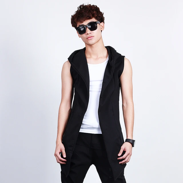 Long sleeveless hoodie hotsell