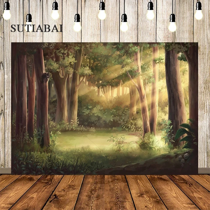 

Spring Photography Background Sunshine Green Jungle Forest Baby Shower Birthday Party Backdrop Photo Studio Photophone