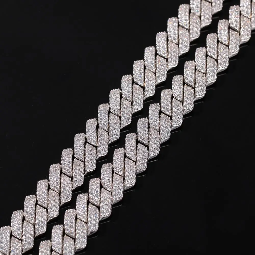 13mm 2Row Zircon Miami Cuban Link Necklace Gold silver color Plated Luxury Copper Micro Paved CZ Cuban Chain 16/18/20/22/24inch