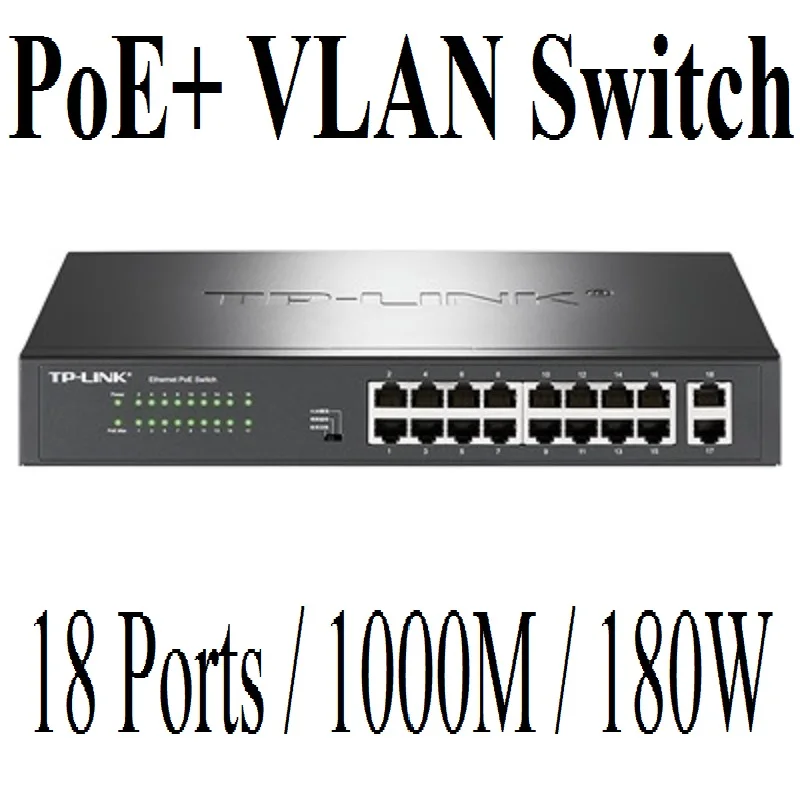 802.3at/af 180W 18 Ports PoE+ 1000M Ethernet Switch 16 PoE ports power to IP camera,wireless AP, 18-port RJ45 Gigabit PoE Switch