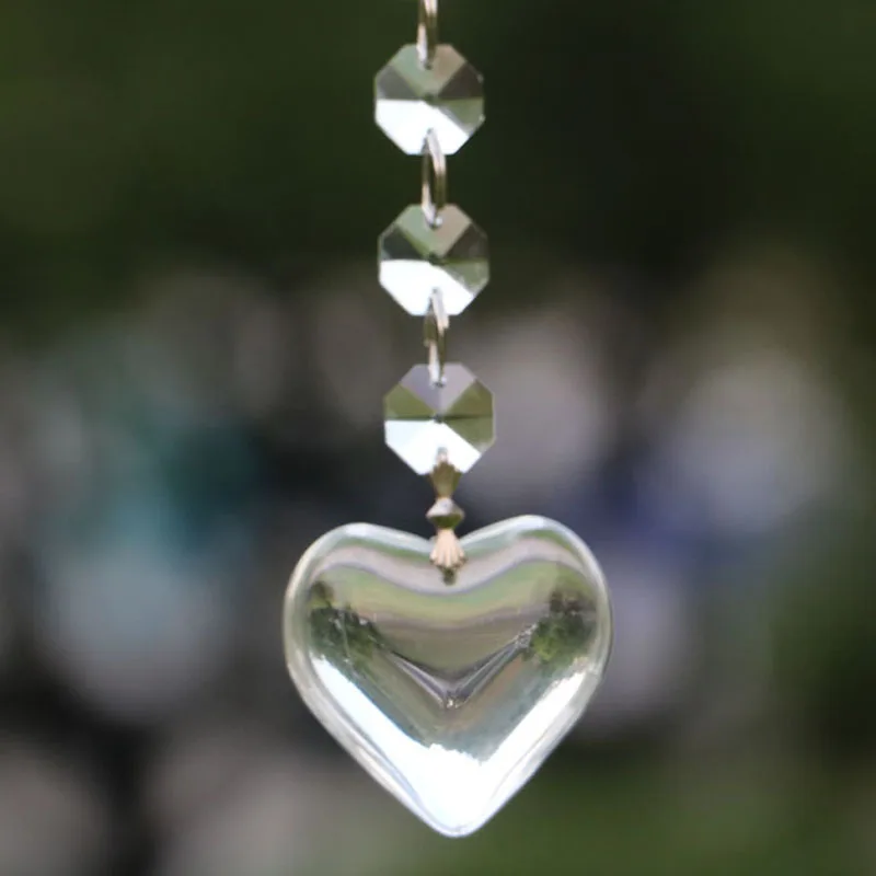 5pcs/lot Handmade Heart Shape Pendant Crystal Chakra Suncatcher Fengshui Rainbow Maker Window Ornament Gifts