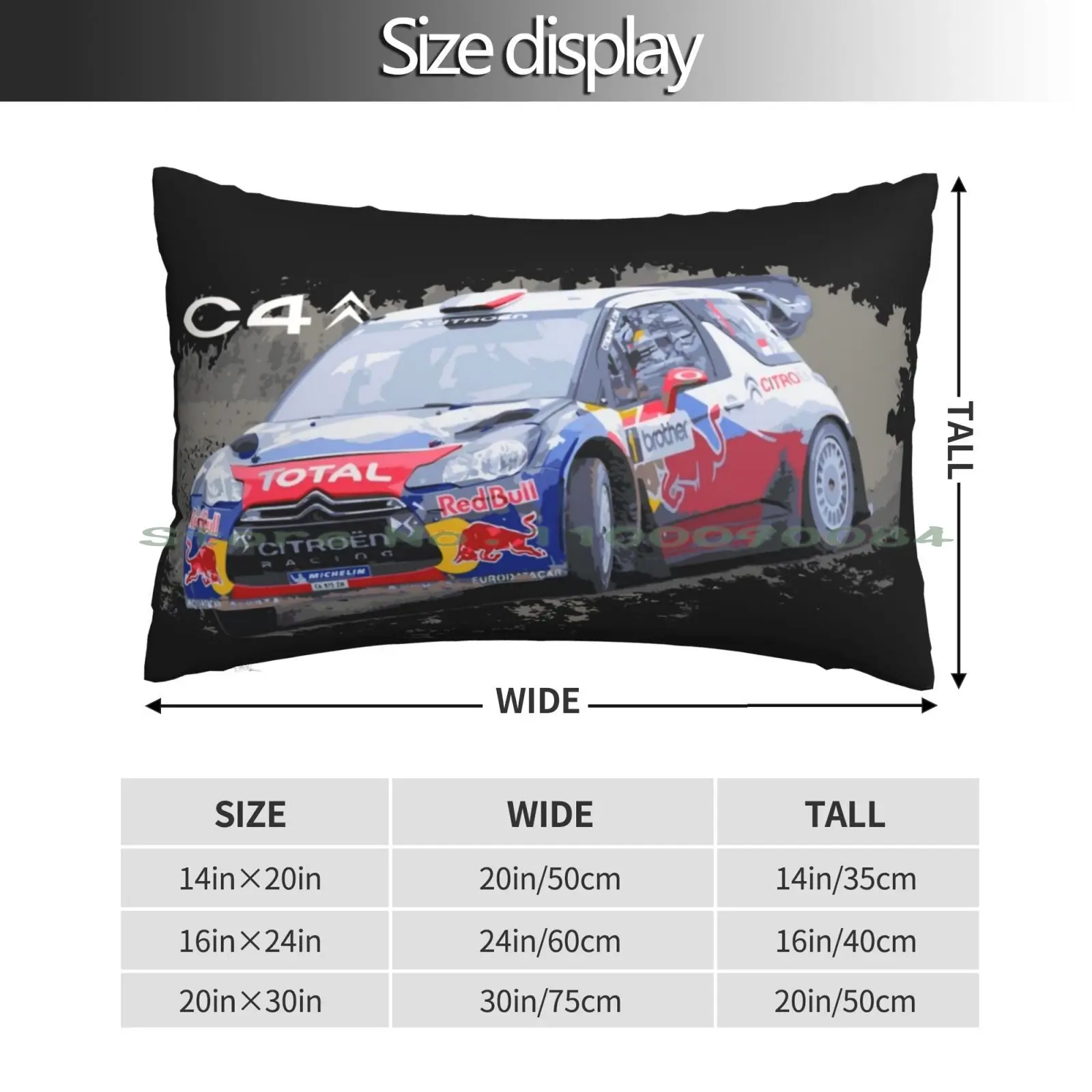 World Rally Car Sebastien Loeb C4 Pillow Case 20x30 50*75 Sofa Bedroom Wrx Sti Sportscar Supercar Jdm Stance Ej25 Ej20 Nissan