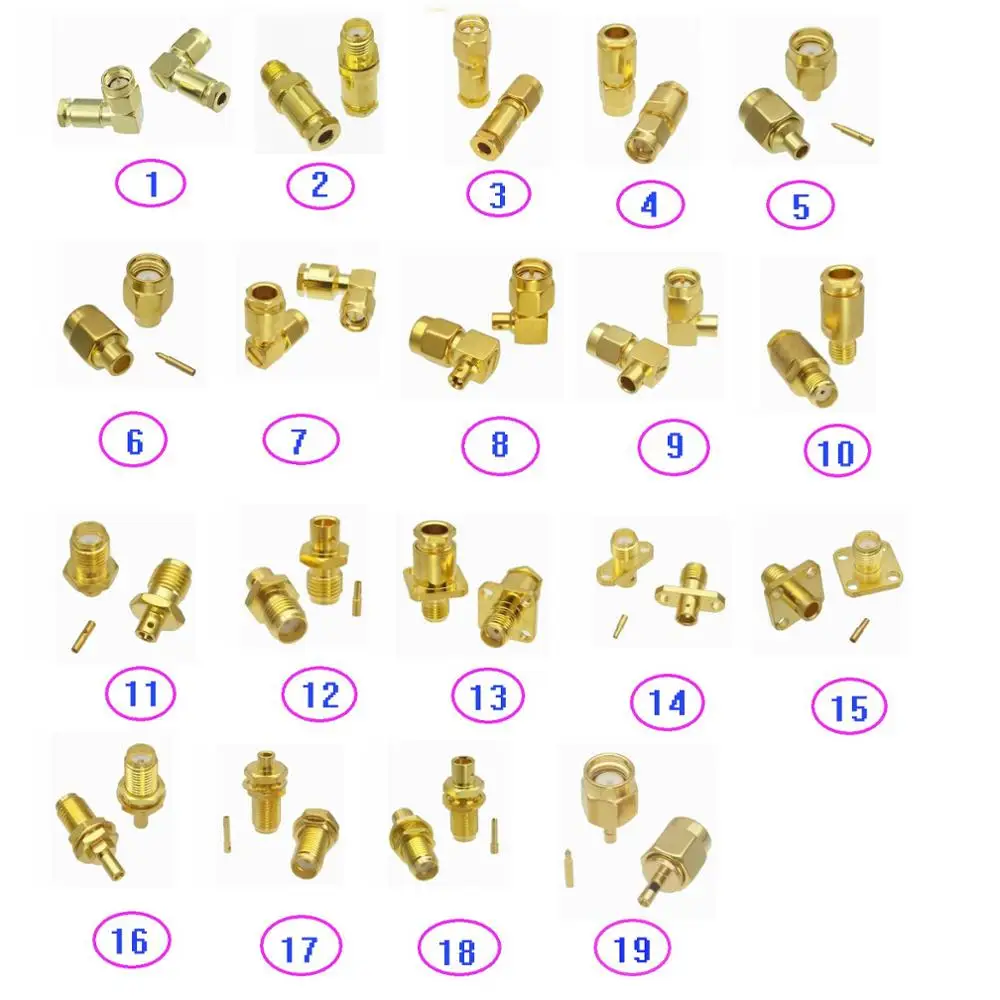 Connector SMA Male Plug & Female Jack Clamp / Solder For RG316 RG174 / RG58 RG142 / RG402 0.141\