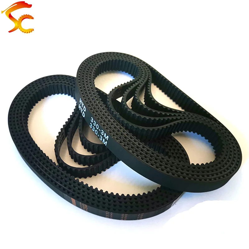 

2PCS/lot Timing Belt HTD3M Belt 3M 330 length 330mm Teeth 110 closed loop rubber Drive Belt width 6mm/9mm/10mm/12mm/15mm