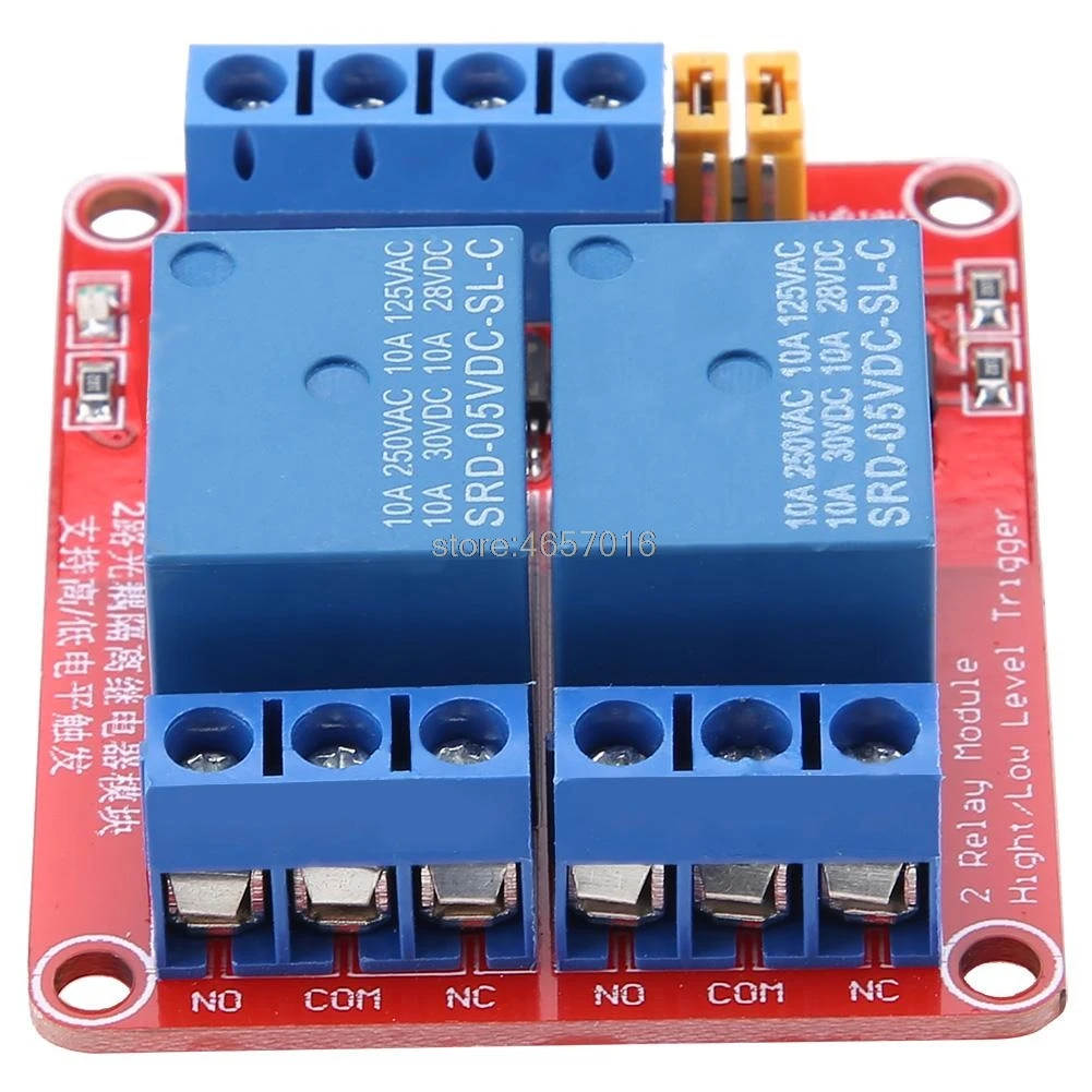 12V 2 Channel 4 Road Relay Module with Optocoupler Isolation Supports High and Low Trigger