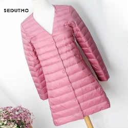 SEDUTMO Winter Oversize Womens Duck Down Jackets Ultra Light Coat Long Puffer Jacket Casual Black Autumn Parkas ED838