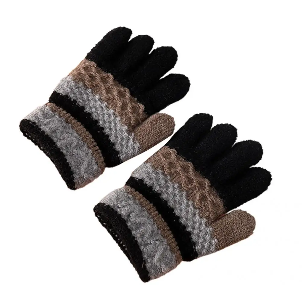 Kids 1 Pair Casual Boys Girls Striped Full Finger Gloves Children Warm Gloves Warm   for Outdoor