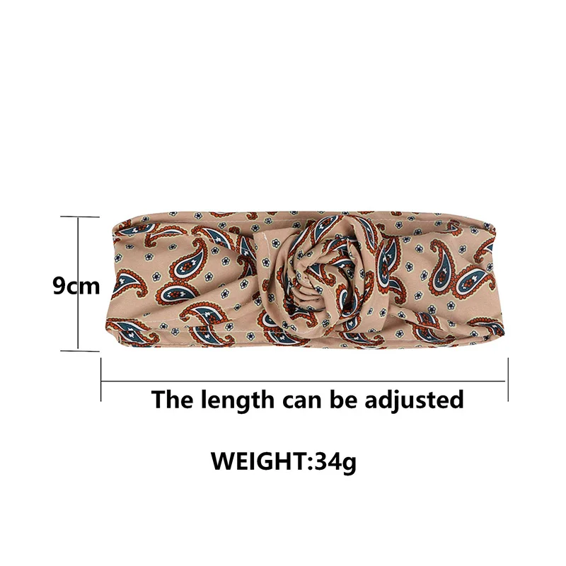 Lystrfac Fashion Print Adjustable Knot Headband for Women Girls Wide Turban Hairband Female Headwrap Hair Accessories