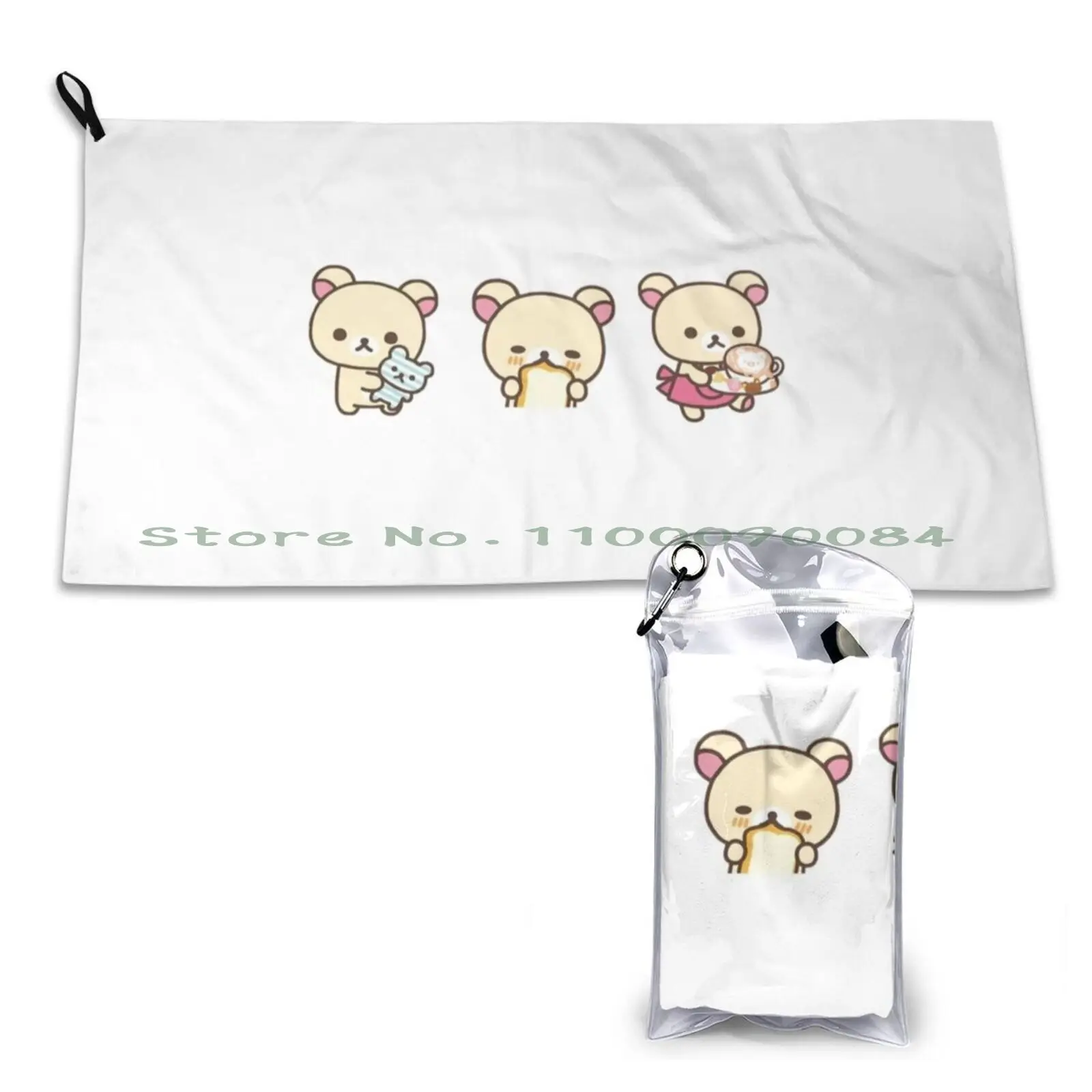 Cute Korilakkuma Quick Dry Towel Gym Sports Bath Portable Sex Waterlilies Flowers Floral Nature Beautiful Monster Scary Womens