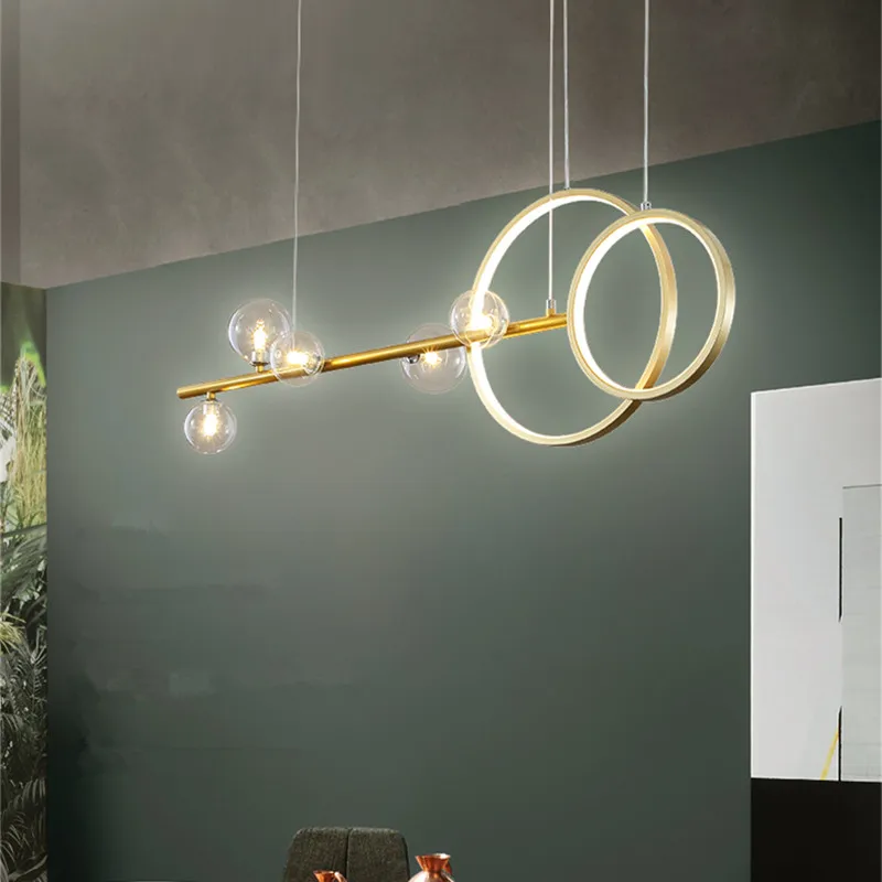 Modern round pendant light Office Glass bubble lamp Nordic Designer Lamps Dinning Room Lights 3 Light Color golden pendant light