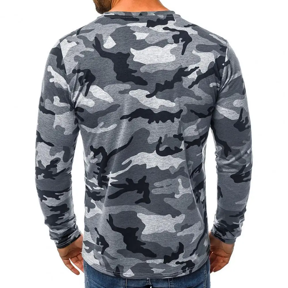 Camouflage T-shirts Men Base Top Autumn Long Sleeve Top Men Round Neck Slim Tees Top Pullover Male T-shirts футболка мужская