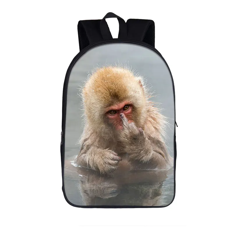 funny orangutan / monkey middle finger print backpack for teenager