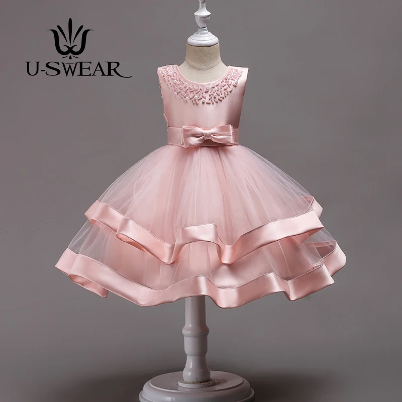 Kid Lovely Flower Girl Dresses 6 Colors Beading Ruffle Soft Ball Gown for Wedding Communion Dresses girl ball gown dress