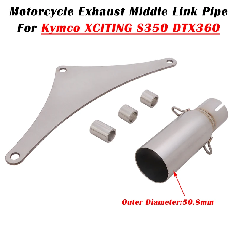 Slip On For Kymco XCITING S350 DT X360 Motorcycle Exhaust Scooter Escape Systems Modified Muffler Mid Link Pipe 51mm Connecting