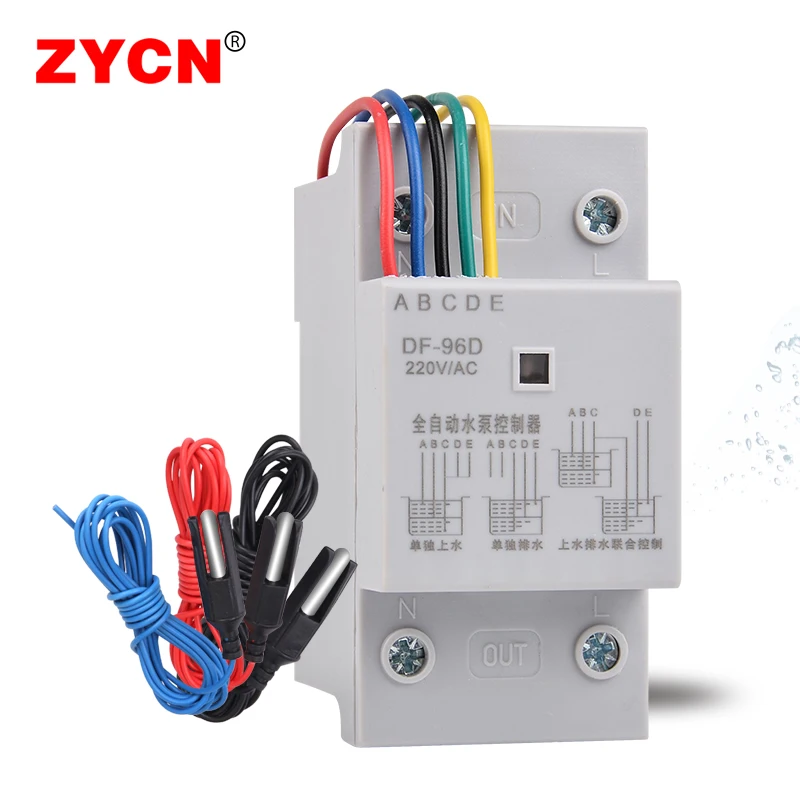 DF-96D Automatic Water Level Controller Switch 220V Tank Inductive Liquid Tower Pumping Detection Sensor 2m Wires Probes