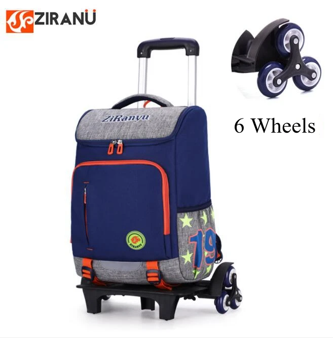 ZIRANYU School Rolling backpack bag for boys Travel trolley bags for kids with 6 wheels   Boy\'s Trolley School backpack wheeled