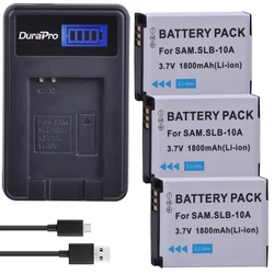 3pc 1800mAH SLB 10A SLB10A SLB-10A Camera Battery + LCD Charger for Samsung EX2F WB150F WB250F WB350F WB750 WB800F WB500 WB550