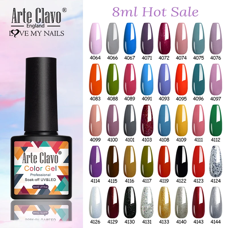 Arte Clavo Hot Sale 8ml Gel Nail Polish Semi Permanant UV Hybrid Varnish Soak Off Nail Art Polish Primer Manicure Gel Varnishes