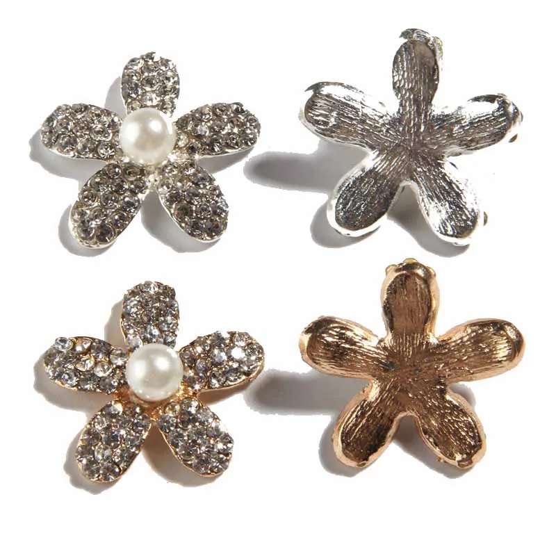 5pcs 26mm Rhinestone Buttons Crystal Glass Stone Clothes Decoration Sewing Buttons Apparel Accessories Hair Wedding Cards DIY