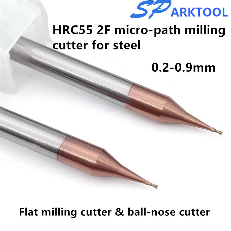 Micro 2 Flute End Mill 0.2-0.9mm 4mm Shank Milling Cutter  Tungsten Carbide CNC Router Bit TiCN Coated Mini Milling Cutter