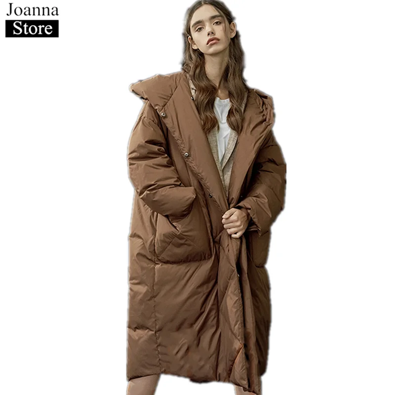 

Winter Women Long Hooded Warm Cotton Padded Jacket Thick Fluffy Black Casual Splice Parkas Ladies Clothing