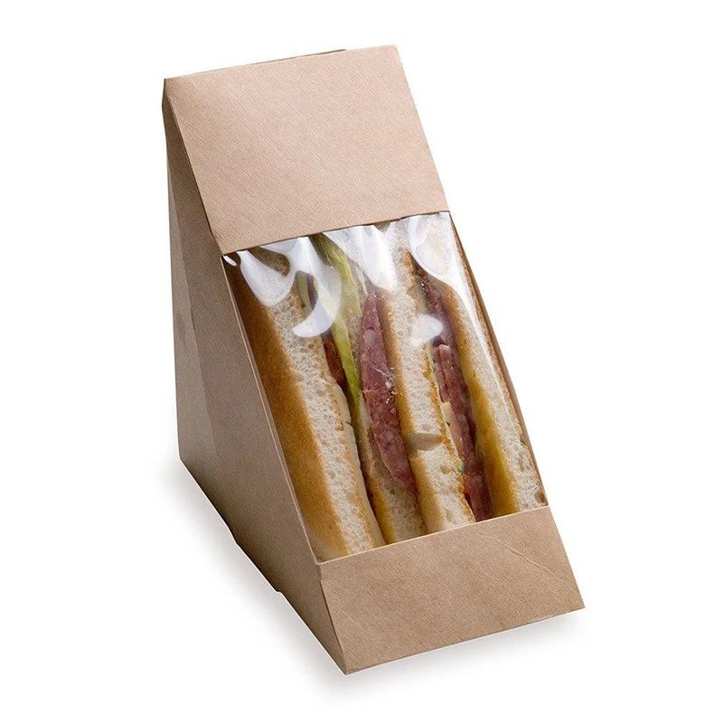 10 Pieces x Home Restaurant Catering Supplie 12.2*7.5CM Sandwiches Container Kraft Paper Take Out Food Lunch Box