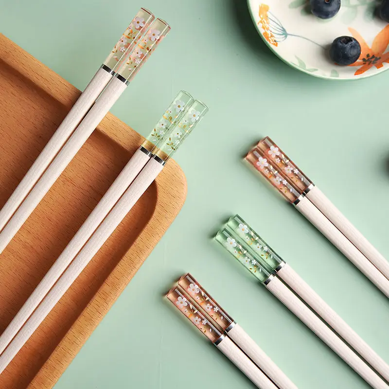 Japanese Style Sakura Antibacterial Chopsticks Non-slip and Mildew-resistant Household High-end Tableware Chopsticks Set