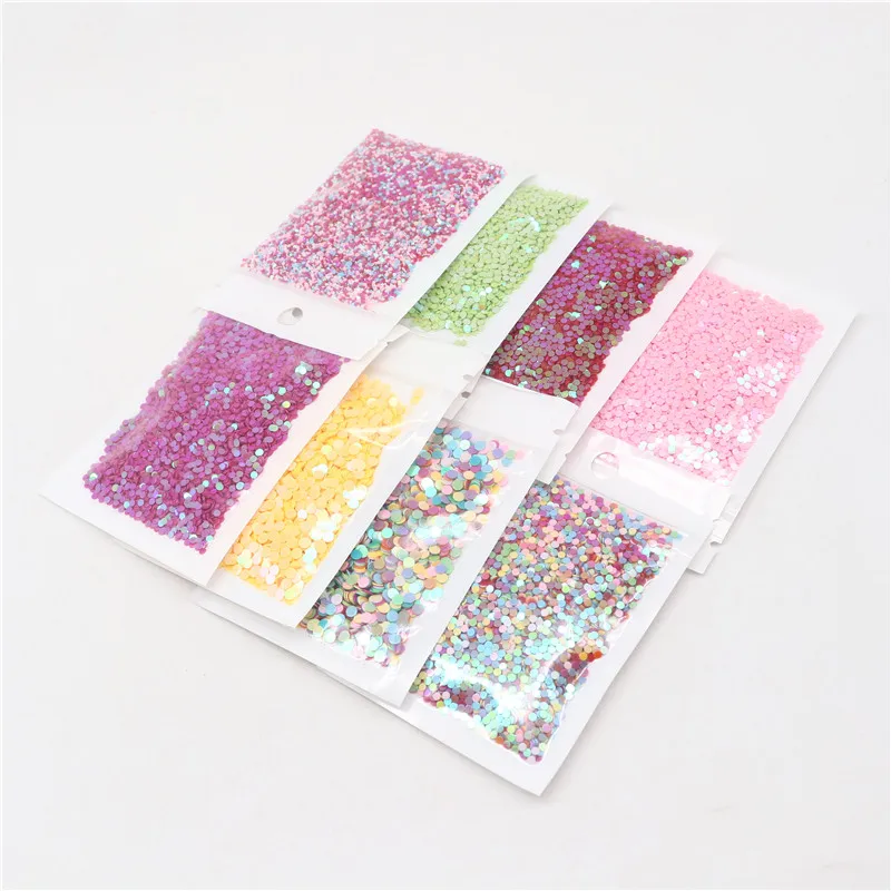 1MM 2MM 3MM Flat Dot Shape NAIL Sequins Paillettes for Nails Art Manicure Wedding Decoration Confetti Mix Colors