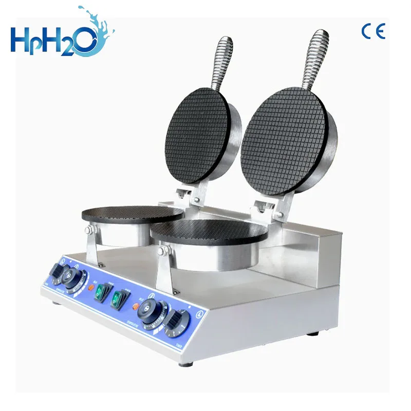 Commercial electric ice cream cone maker Non-stick waffle cone machine snack waffle iron cone maker double head cake oven