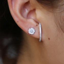 New Design Fashion Charm CZ crystal Stud earrings Geometric long bar Shiny rhinestone big earring 925 silver jewelry women