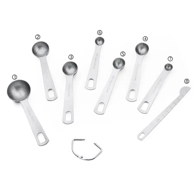 Kapmore 8Pcs/Set Measuring Spoon Set Stainless Steel Ingredient Spoon With Measuring Ruler Baking Tools Accessories For Kitchen