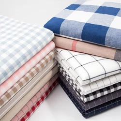 Wash Pure Cotton Fabric 100% Children for Bed Sheets Quilt Covered Clothing Shirt Dress Grid Striped Plaid Cloth Brocade Sewing