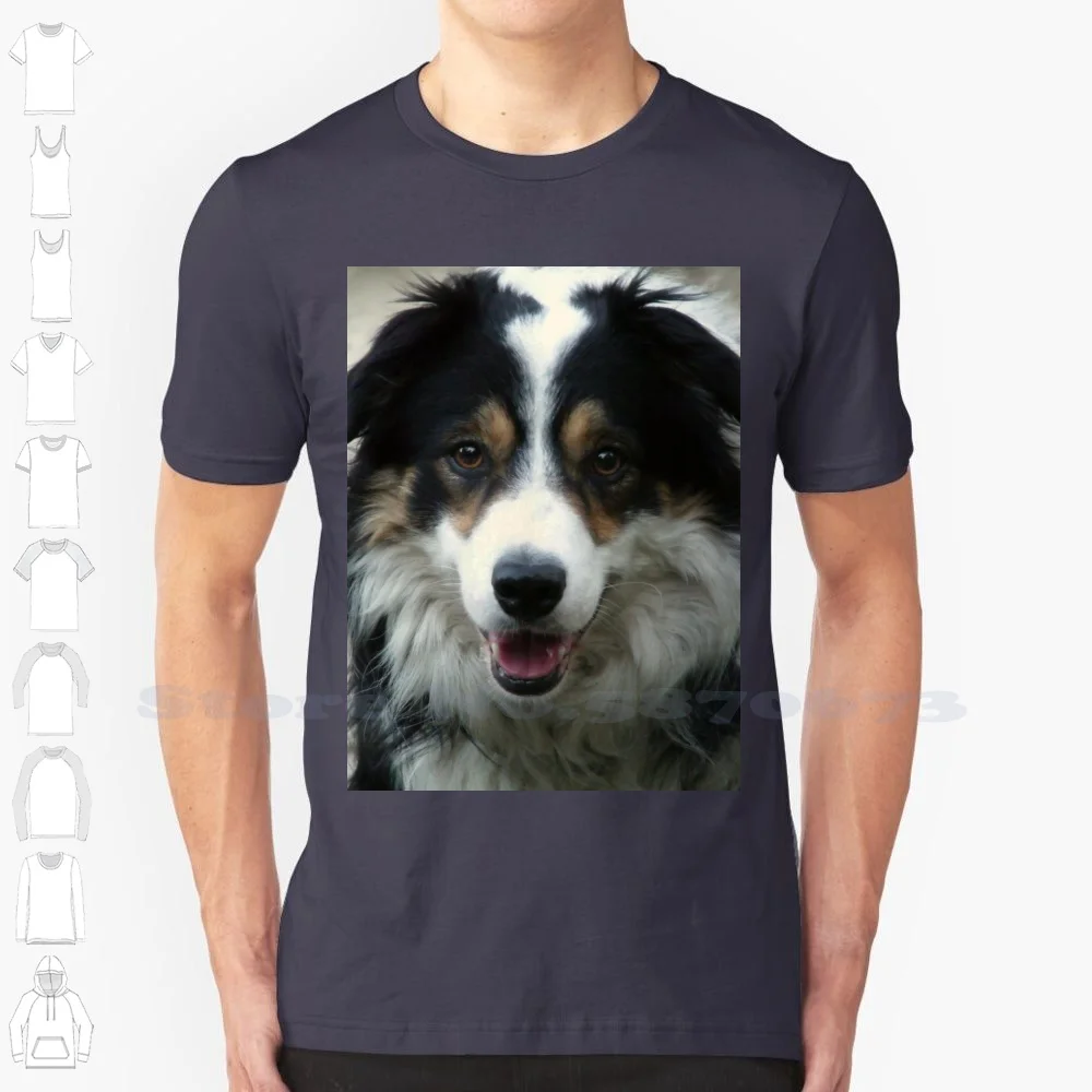 My Laddie. 100% Cotton T-Shirt Laddie Border Collie Portrait