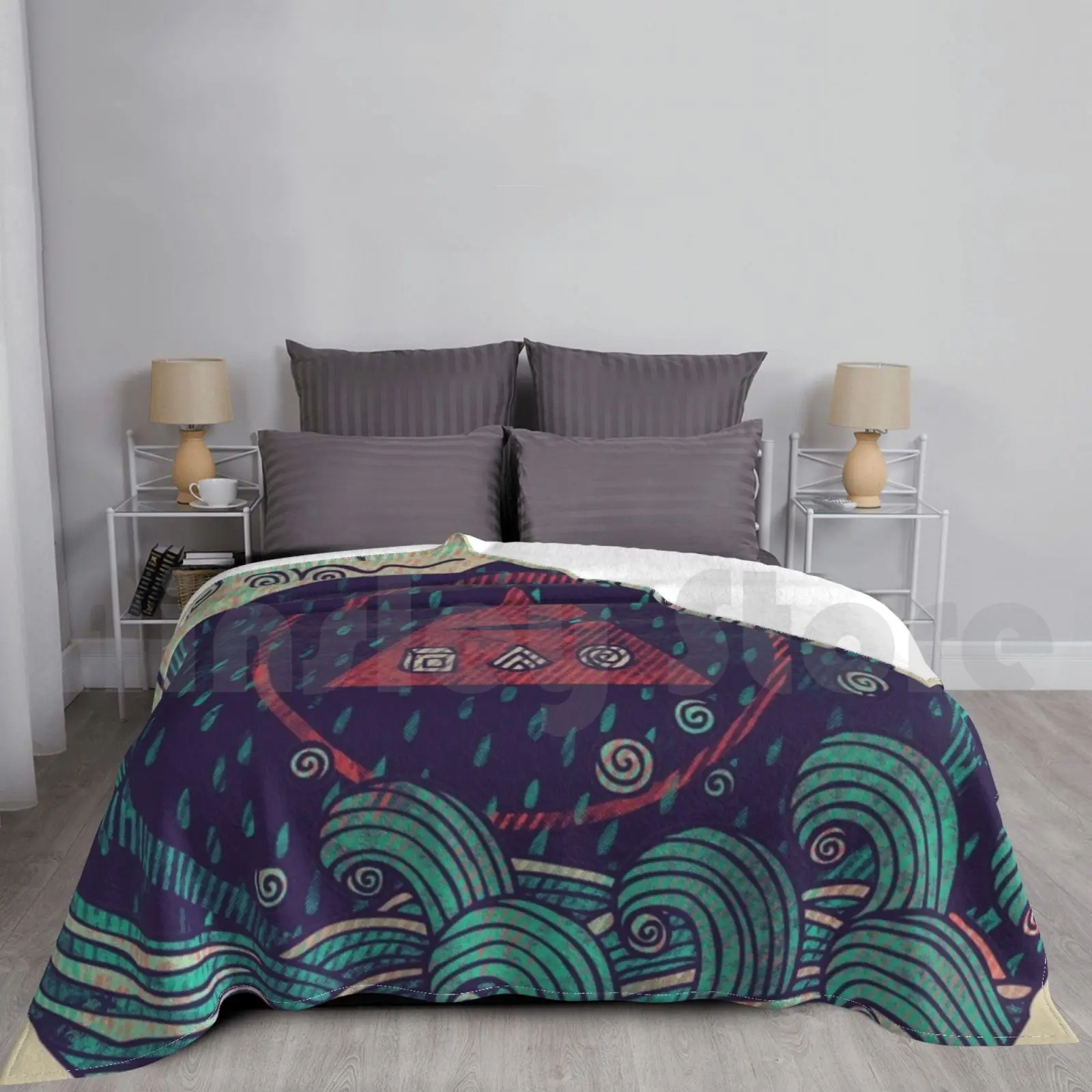 Water Blanket For Sofa Bed Travel Water Cycle Matter States Waves Sea Ocean Rain Sun Clouds Abstract