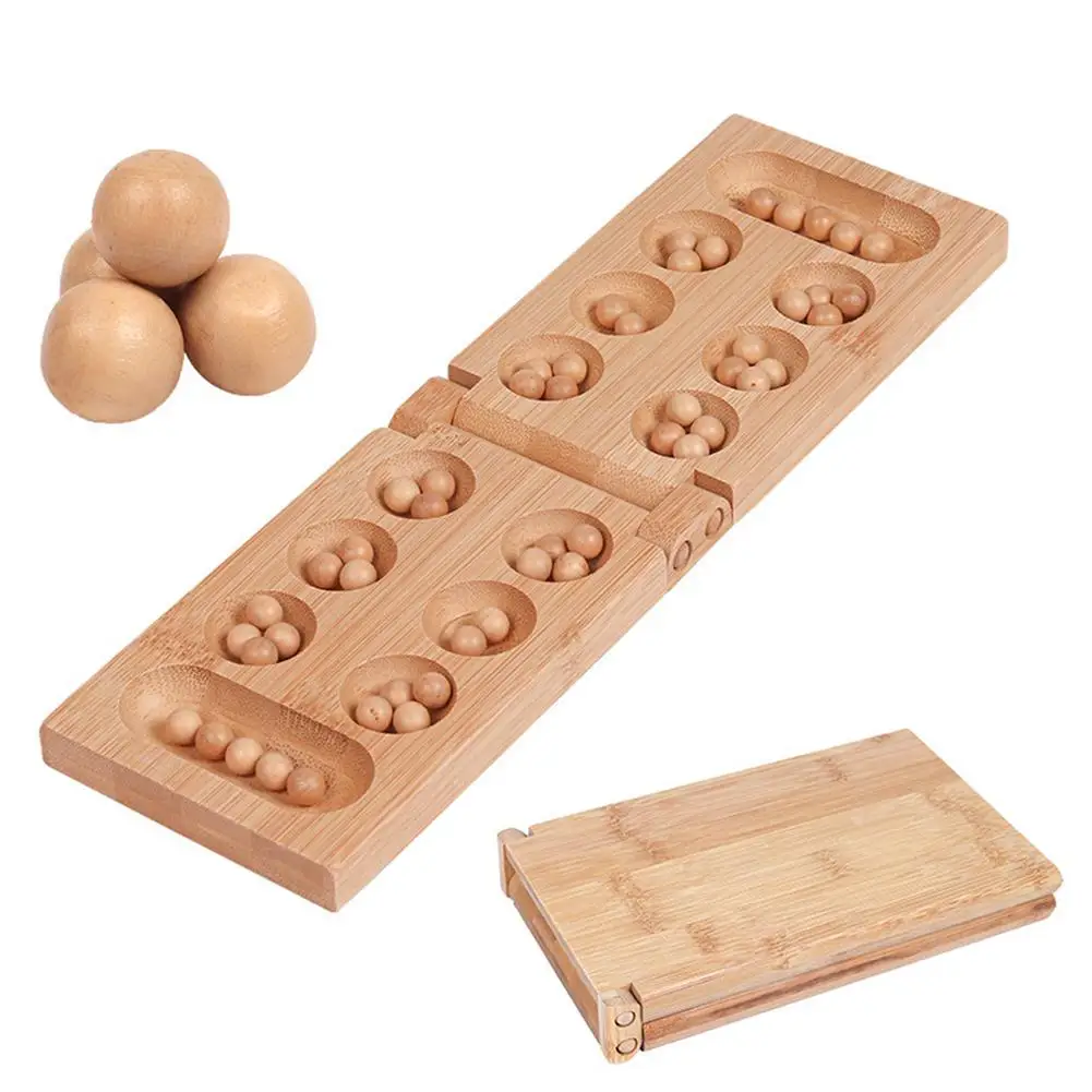 Wooden Mancala Board Game With Beads Adults Kids Puzzle Game Oldest Strategy Games Thinking Puzzle Game For Children