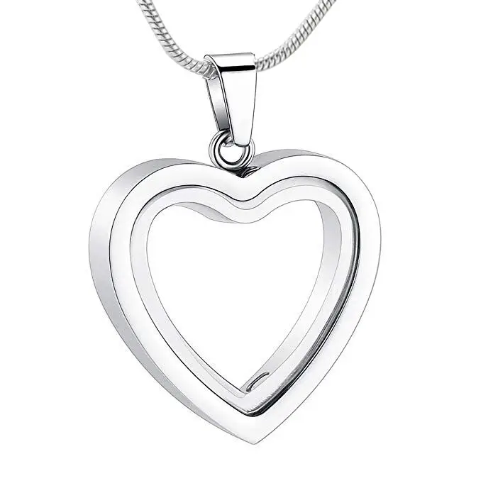 Glass Heart Cremation Jewelry for Ashes Memorial Urn Necklace for Human/Pet Stainless Steel Keepsake Urn Pendant Ashes Jewelry