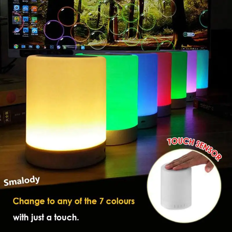 Portable Bluetooth Speaker Player Touch Pat Light Wireless Speaker Colorful LED Night Light Bedside Table Lamp for Better Sleeps