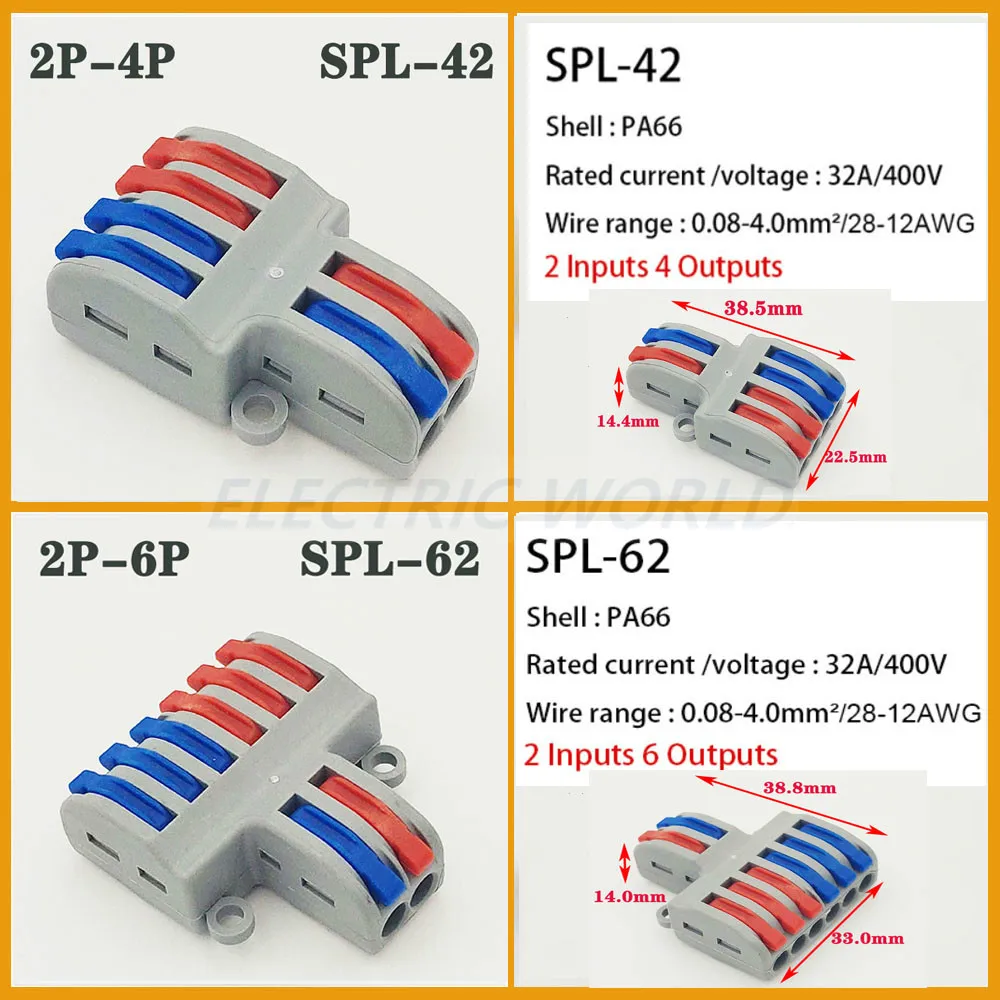 Quick Wire Connectors push-in Terminal Block Wire Connection mini fast Universal Compact Wiring Connector Plug Cable Connector
